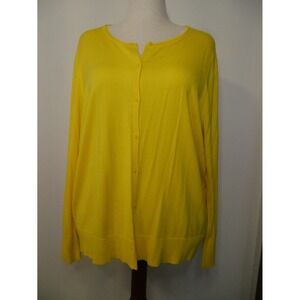 Sejour Women's Yellow Button Front‎ Cardigan Sweater Size 2X